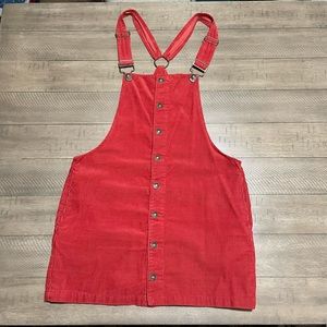 Forever 21 Red Corduroy Overall Dress
